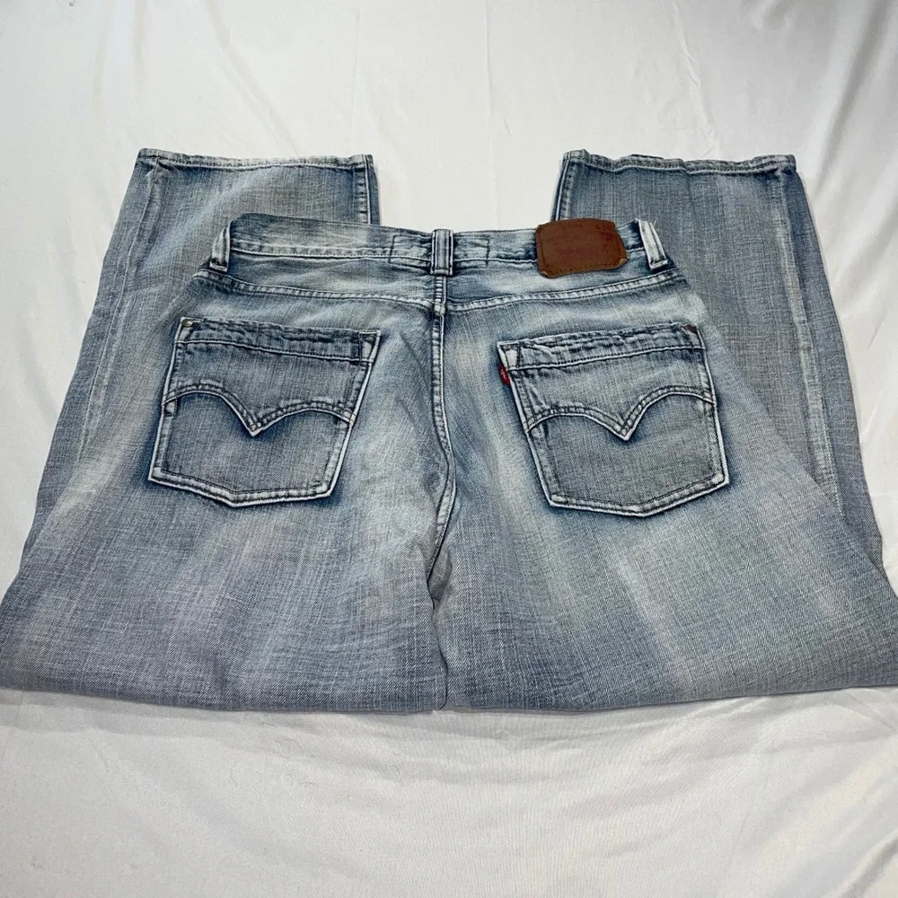 Levis 569 Loose Straight Jeans Mens 34x30 Light‎ Wash Blue Denim Cotton 569-0125